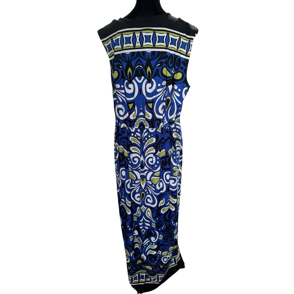 Plus Size 16W Empire Waist Maxi Dress Sleeveless Stretch En Focus Summer Beach - Picture 2 of 7